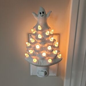 Ceramic Ghost Tree Plug-In Night Light - White